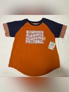Good Times Fall Football Pumpkin Graphic Tee XL NWT